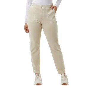 32 Degrees Women's XXL (20) Knit Twill Ankle Pants Ultra Stretch Zip Tan Beige